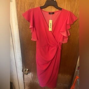 Oten Women's Pink Ruffle Sleeve Dress